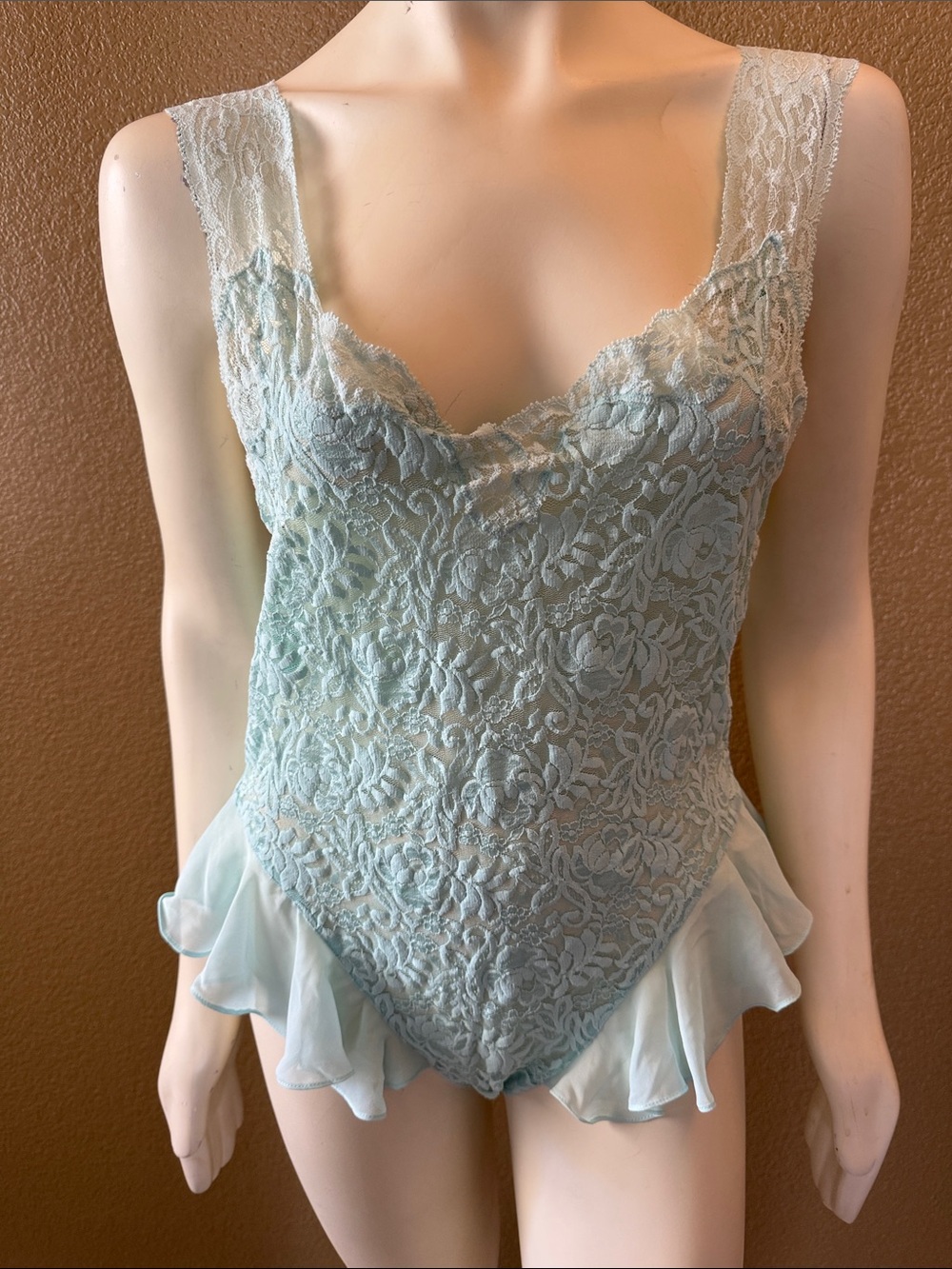 Victoria's Secret Light Blue Lace Ruffle Teddy